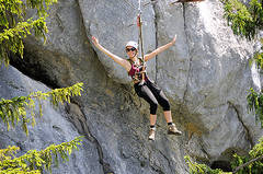 Person beim Flying Fox